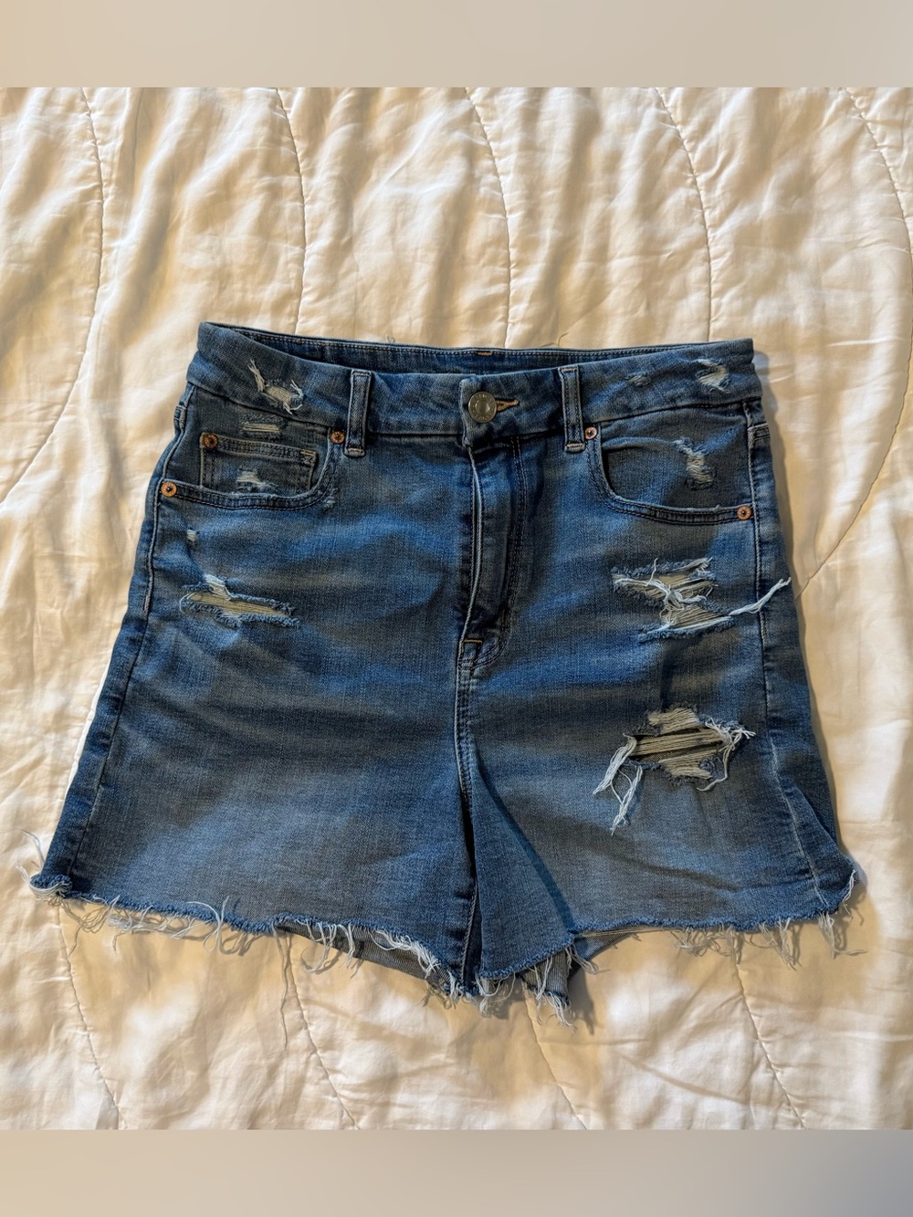 American Eagle Outfitters Distressed Blue Denim Shorts